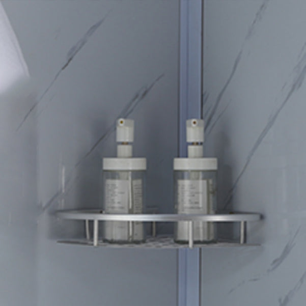 Shower Stall Semi-Frameless Single Sliding Rectangle White Frosted Shower Enclosure