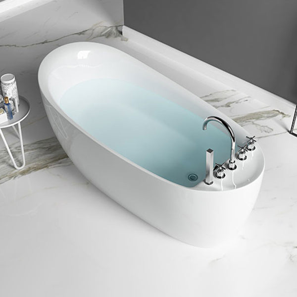 Freestanding Acrylic Bathtub Pop-up Drain Oval Modern Right-Hand Bath