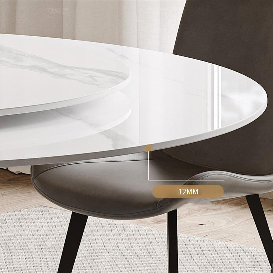 White Stone Top Dining Room Set of 1/4/5 with Round Table Furniture