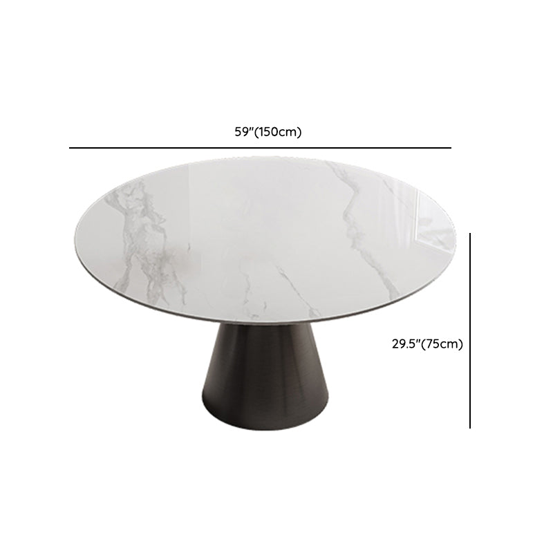 White Stone Top Dining Room Set of 1/4/5 with Round Table Furniture