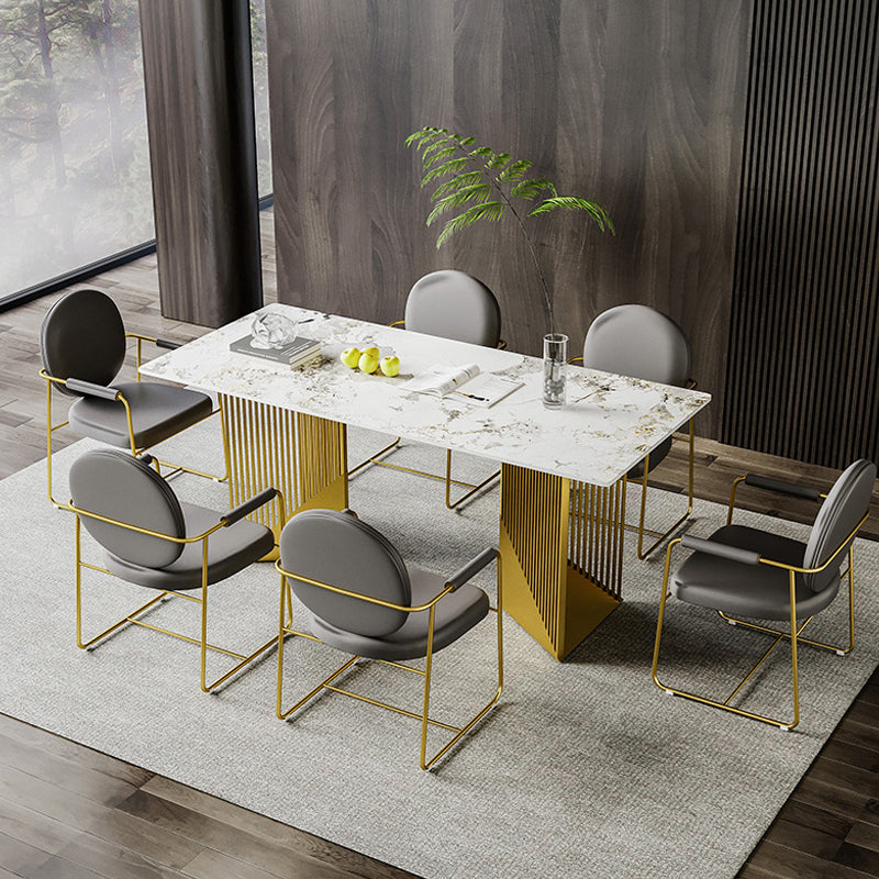 Metal Dinette Set with Gray Chairs 1/2/4/7 Pcs Glam Dining Table Set