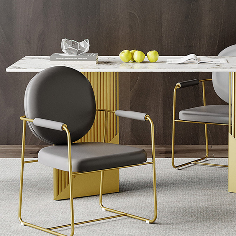 Metal Dinette Set with Gray Chairs 1/2/4/7 Pcs Glam Dining Table Set