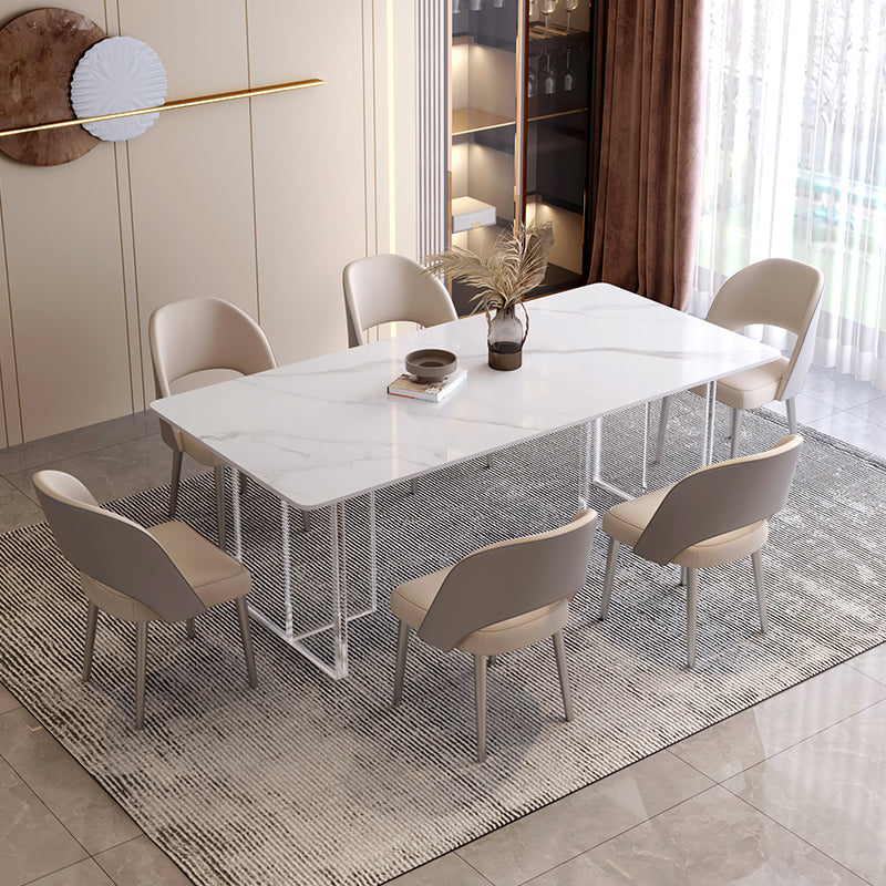 Modern Rectangle Stone Dining Table 1/7 Pieces Dining Set for Dining Room