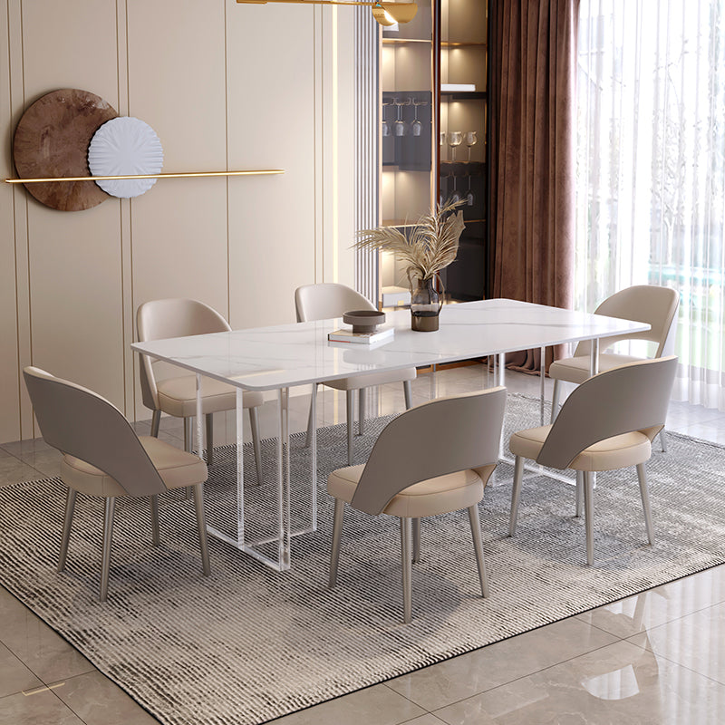 Modern Rectangle Stone Dining Table 1/7 Pieces Dining Set for Dining Room