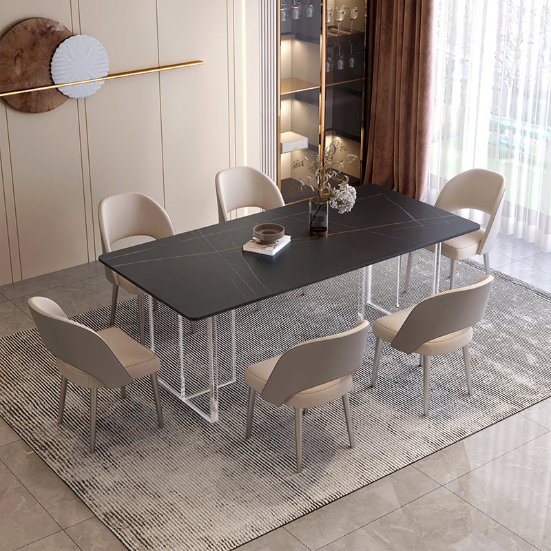 Modern Rectangle Stone Dining Table 1/7 Pieces Dining Set for Dining Room