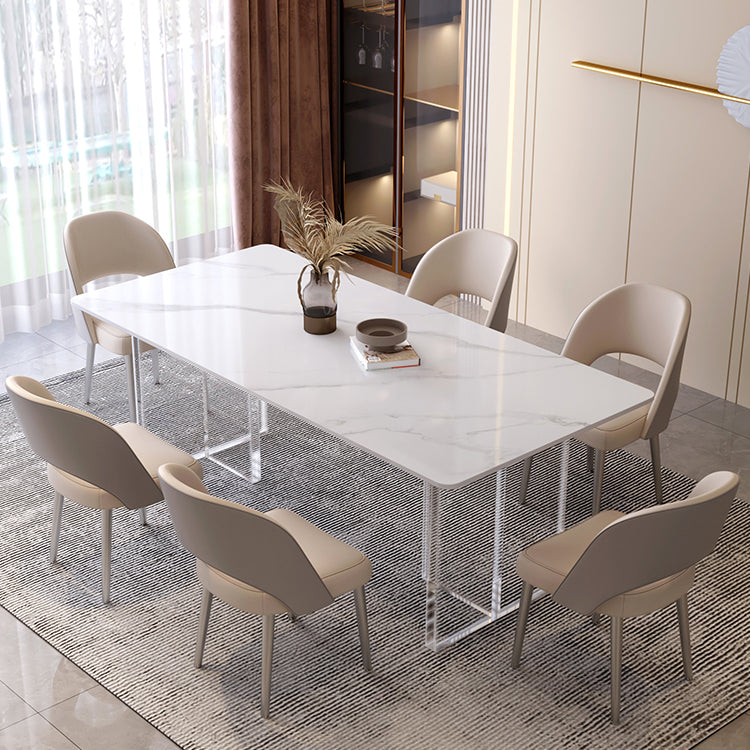 Modern Rectangle Stone Dining Table 1/7 Pieces Dining Set for Dining Room