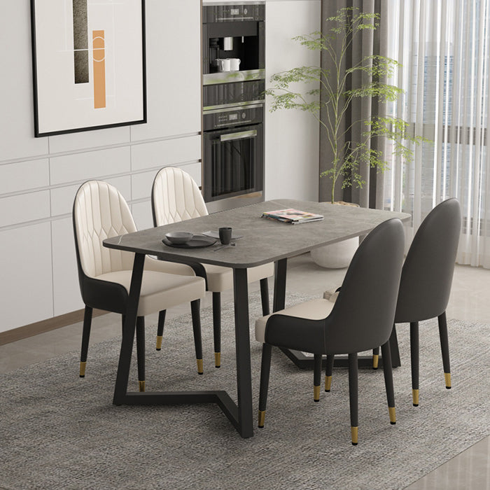 Modern Stone Rectangle Dining Table 1/2/5/7 Pieces Dining Set for Kitchen