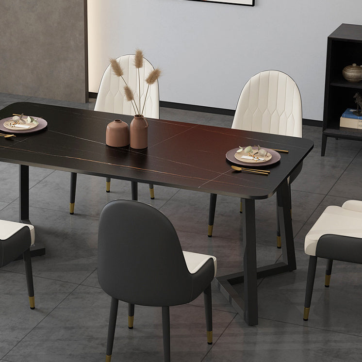 Modern Stone Rectangle Dining Table 1/2/5/7 Pieces Dining Set for Kitchen