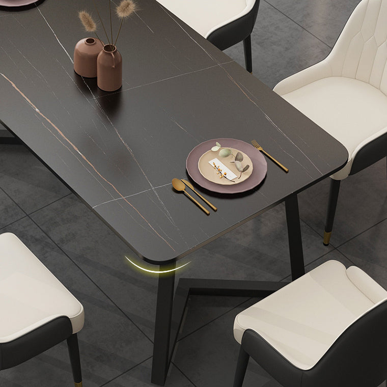 Modern Stone Rectangle Dining Table 1/2/5/7 Pieces Dining Set for Kitchen