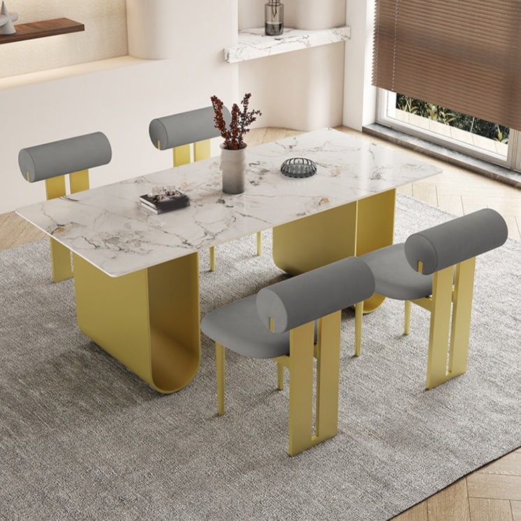 Nordic Rectangle Stone Dining Table 1/5 Pieces Dining Set for Dining Room