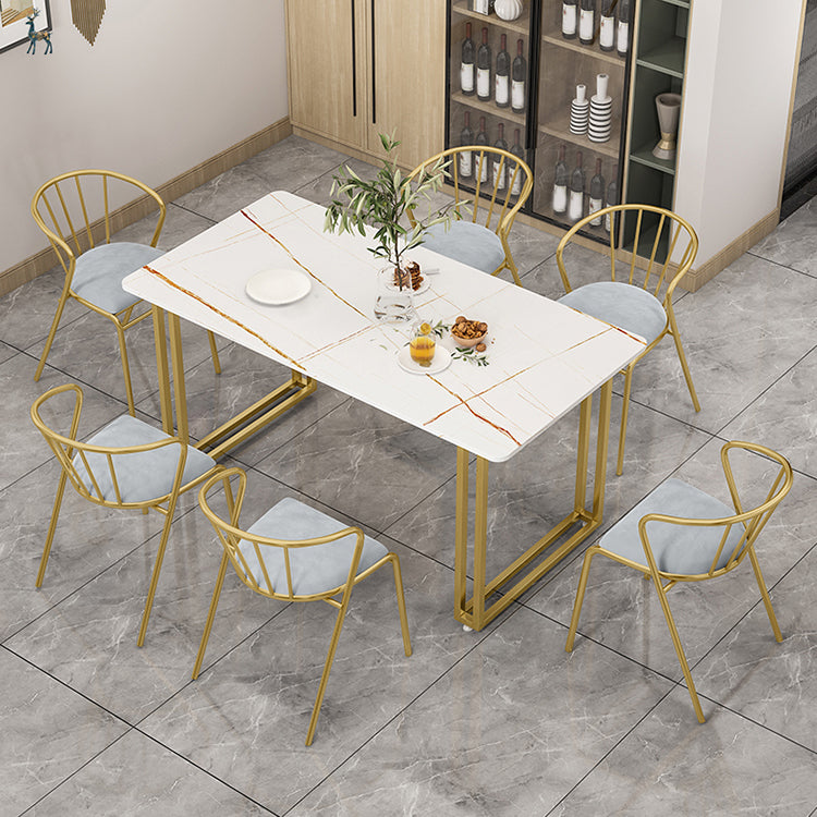 Nordic Rectangle Stone Dining Table 1/5/7 Pieces Dining Set for Dining Room