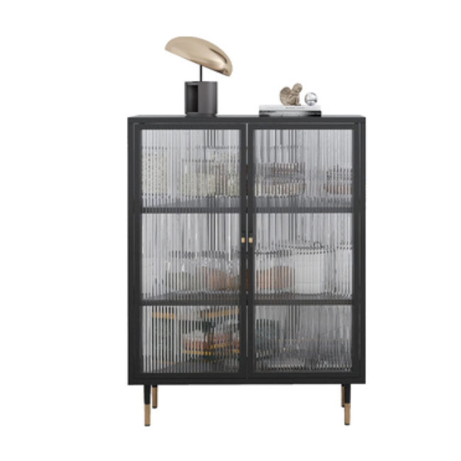 Contemporary China Cabinet Glass Doors Metal Storage Cabinet with Doors