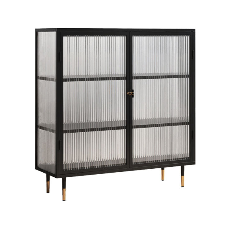 Contemporary China Cabinet Glass Doors Metal Storage Cabinet with Doors