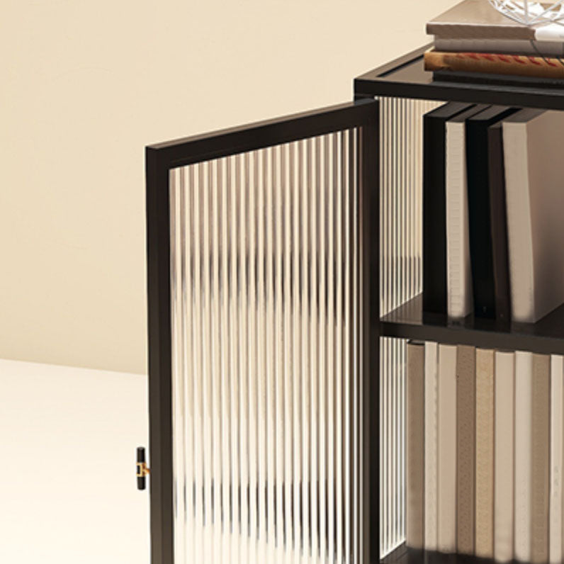Contemporary China Cabinet Glass Doors Metal Storage Cabinet with Doors