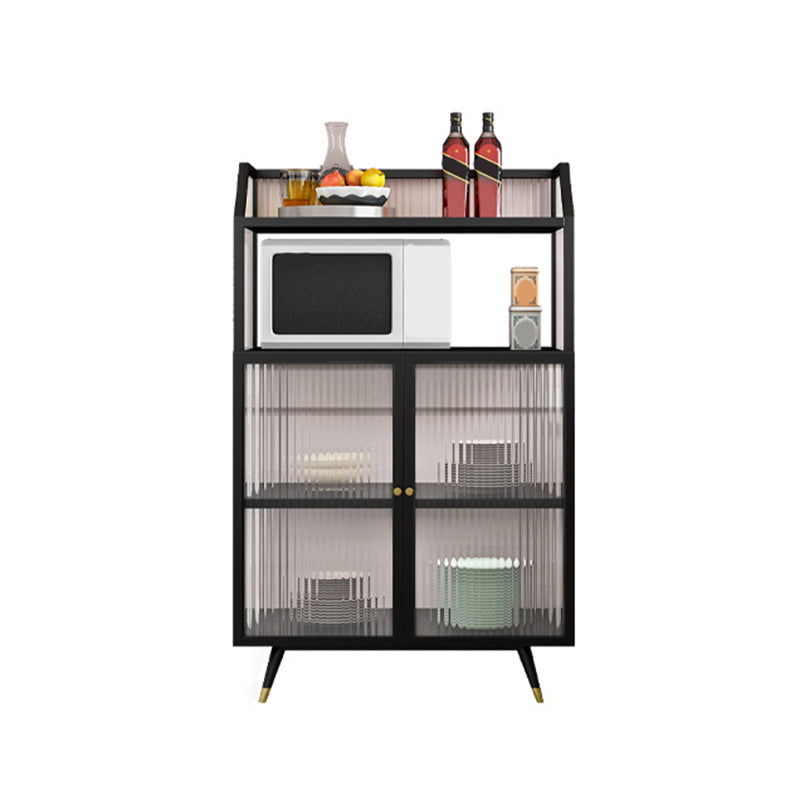 Glass Doors Curio Cabinet Metal Contemporary Display Stand with Doors