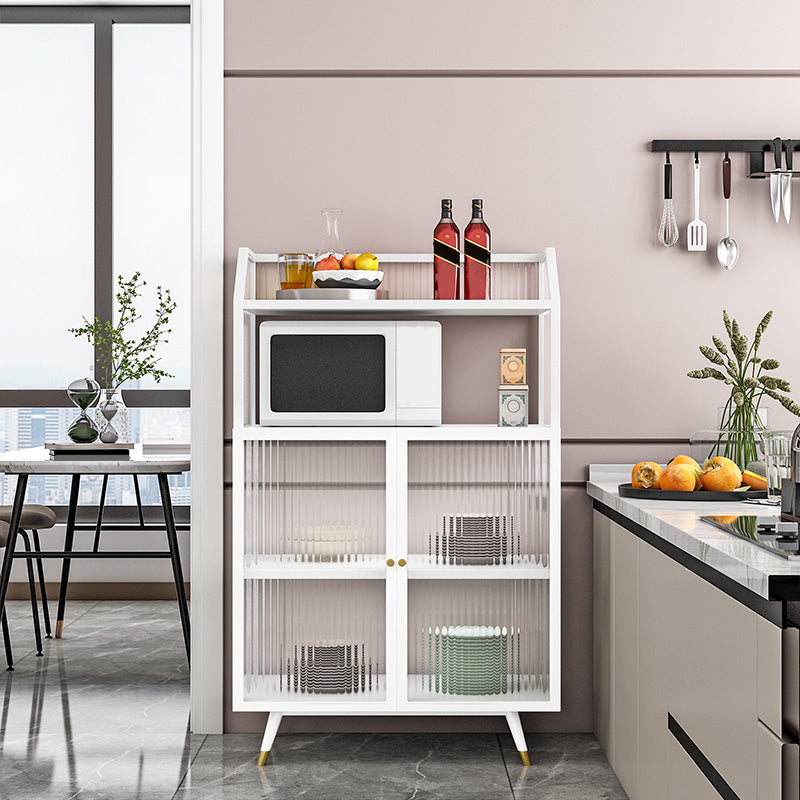 Glass Doors Curio Cabinet Metal Contemporary Display Stand with Doors