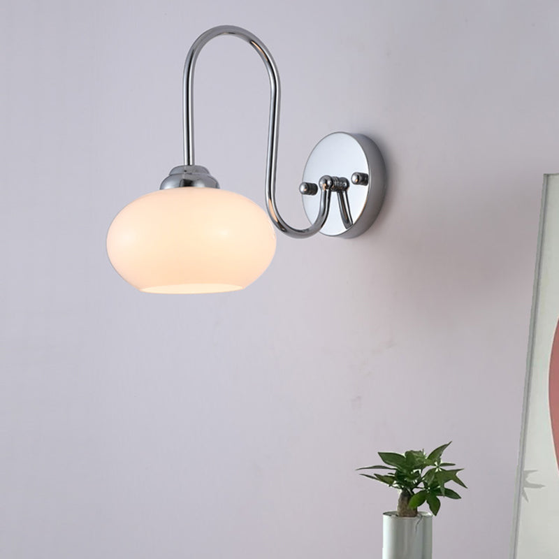 Nordic Style Wall Light Silvery Wall Lamp with Glass Shade for Bedroom