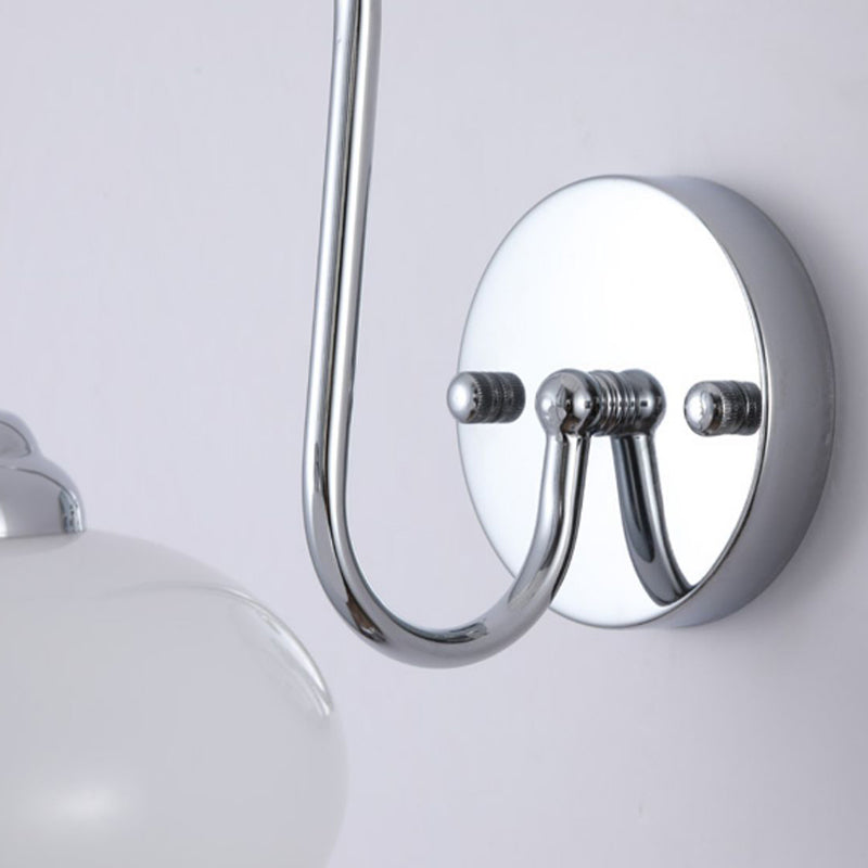 Nordic Style Wall Light Silvery Wall Lamp with Glass Shade for Bedroom