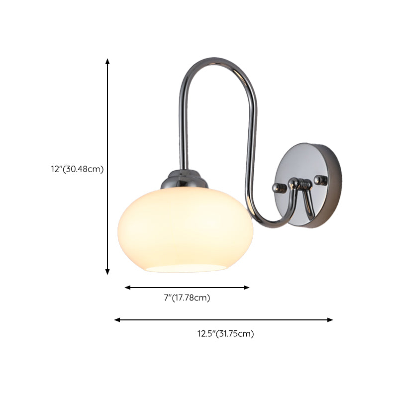 Nordic Style Wall Light Silvery Wall Lamp with Glass Shade for Bedroom