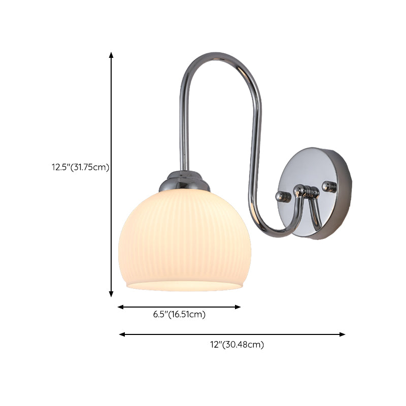 Nordic Style Wall Light Silvery Wall Lamp with Glass Shade for Bedroom