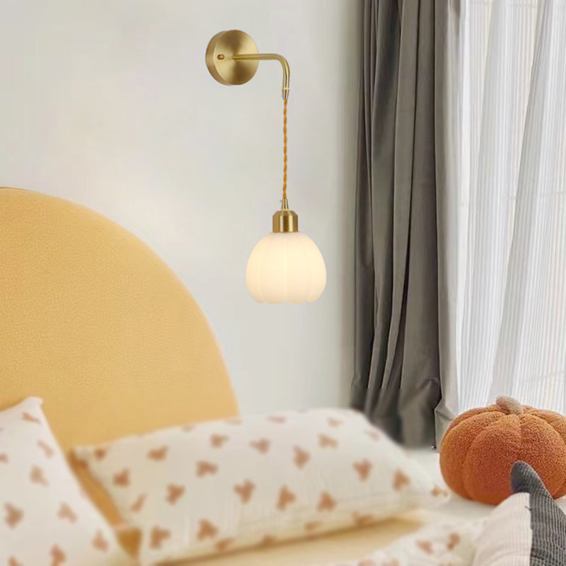 Nordic Style Wall Light Bell Shape Wall Lamp with Glass Shade for Bedroom