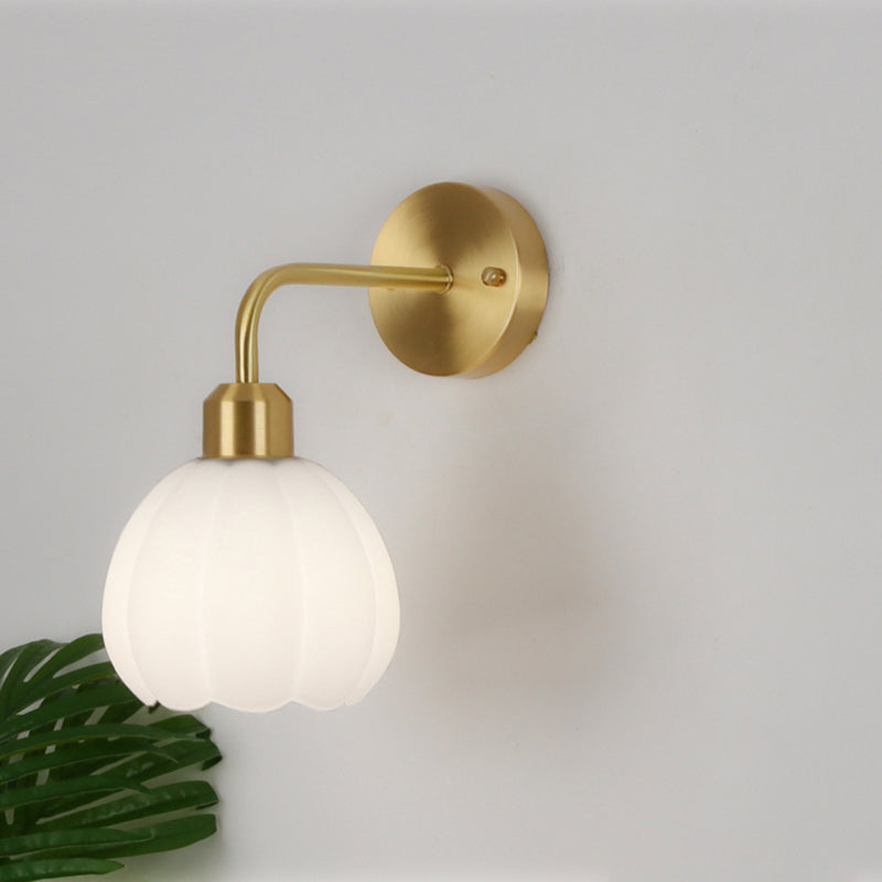 Nordic Style Wall Light Bell Shape Wall Lamp with Glass Shade for Bedroom