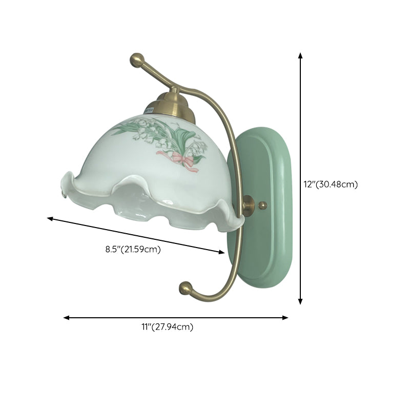 Nordic Style Wall Light Dome Shape Wall Lamp with Wooden Base for Bedroom