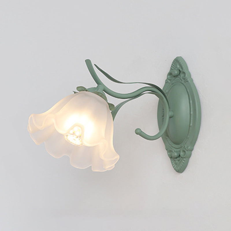 Iron and Glass 1 / 2 - Light Bath Sconce in Green & White Bathroom Vanity Lighting