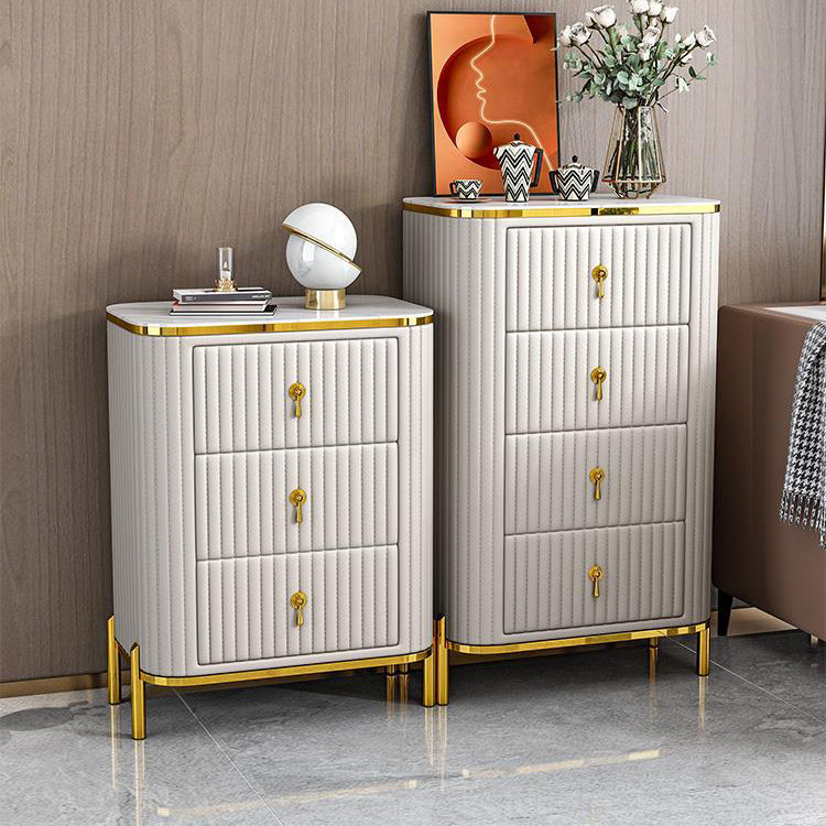 Contemporary Glam Storage Chest Stone Vertical Storage Chest Dresser for Bedroom