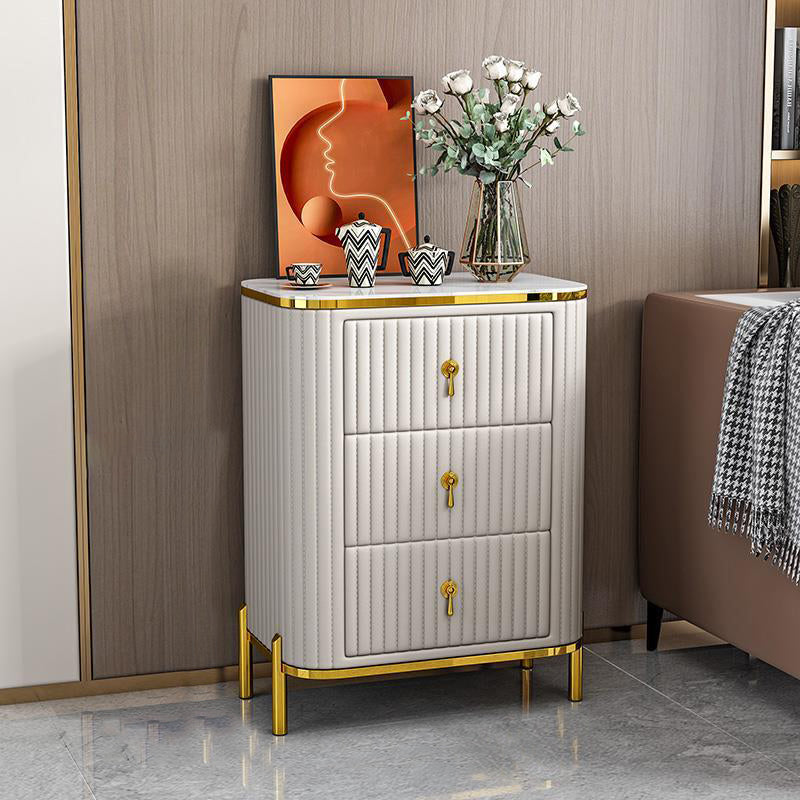Contemporary Glam Storage Chest Stone Vertical Storage Chest Dresser for Bedroom