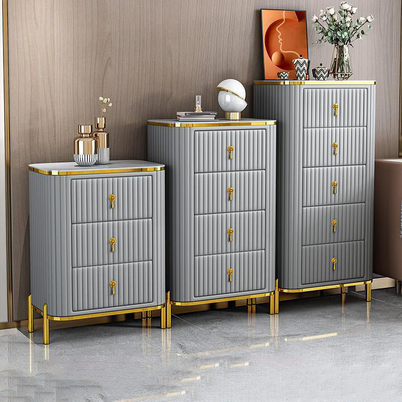 Contemporary Glam Storage Chest Stone Vertical Storage Chest Dresser for Bedroom