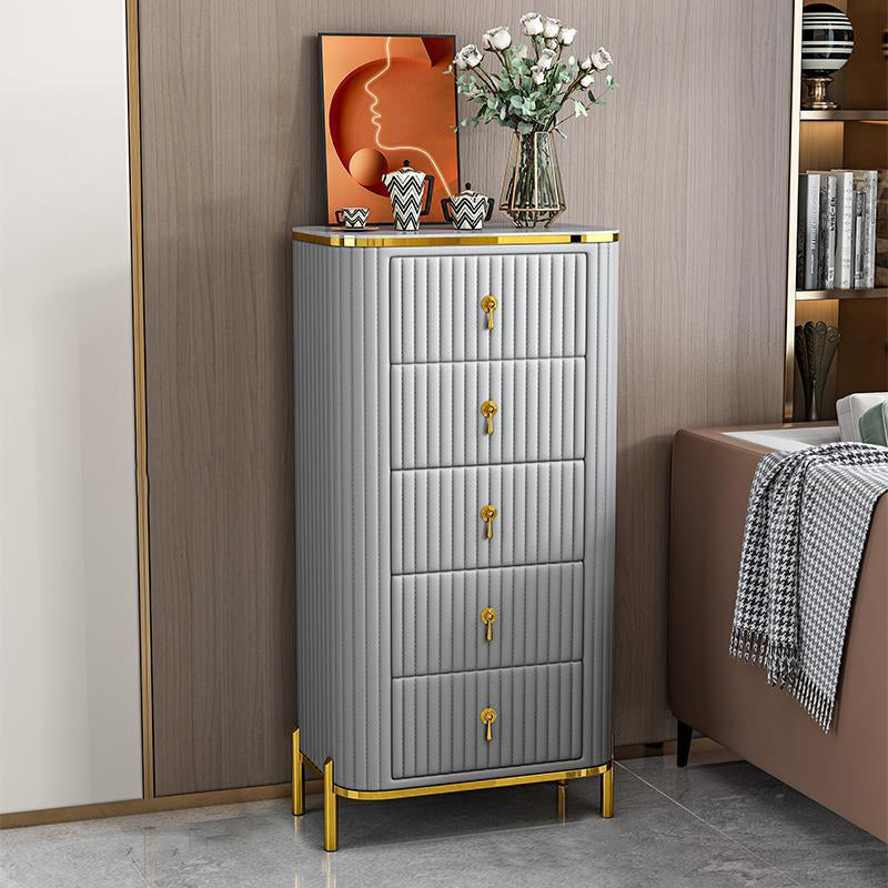 Contemporary Glam Storage Chest Stone Vertical Storage Chest Dresser for Bedroom