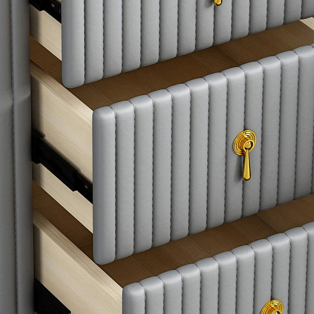 Contemporary Glam Storage Chest Stone Vertical Storage Chest Dresser for Bedroom