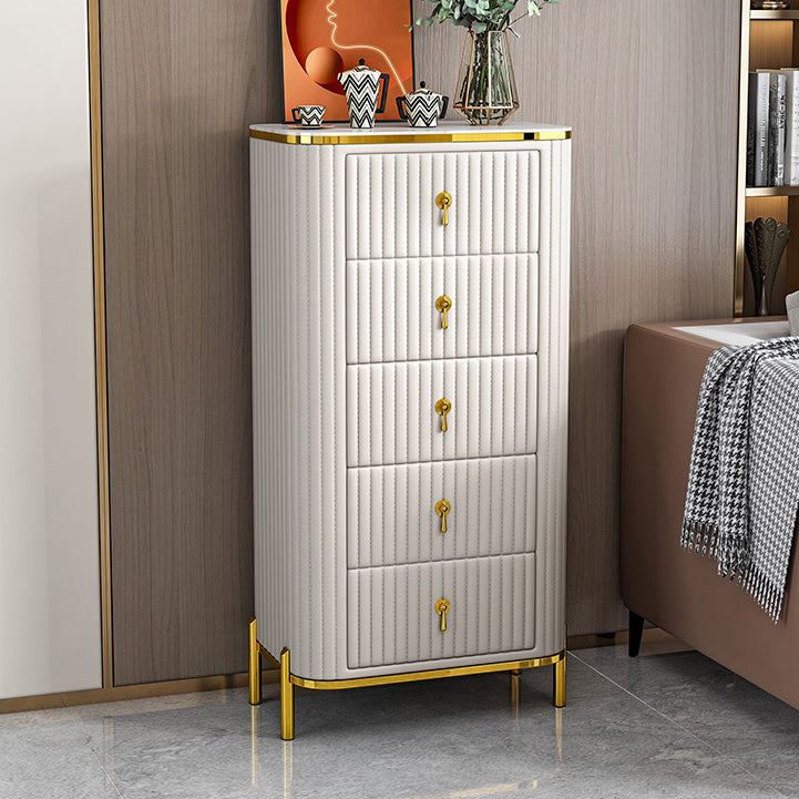 Contemporary Glam Storage Chest Stone Vertical Storage Chest Dresser for Bedroom