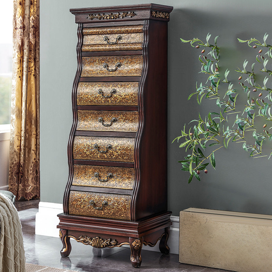 16.77 Inch Width Traditional Storage Chest Solid Wood Dresser with 7 Drawers