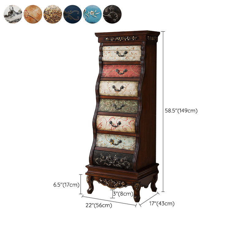 16.77 Inch Width Traditional Storage Chest Solid Wood Dresser with 7 Drawers