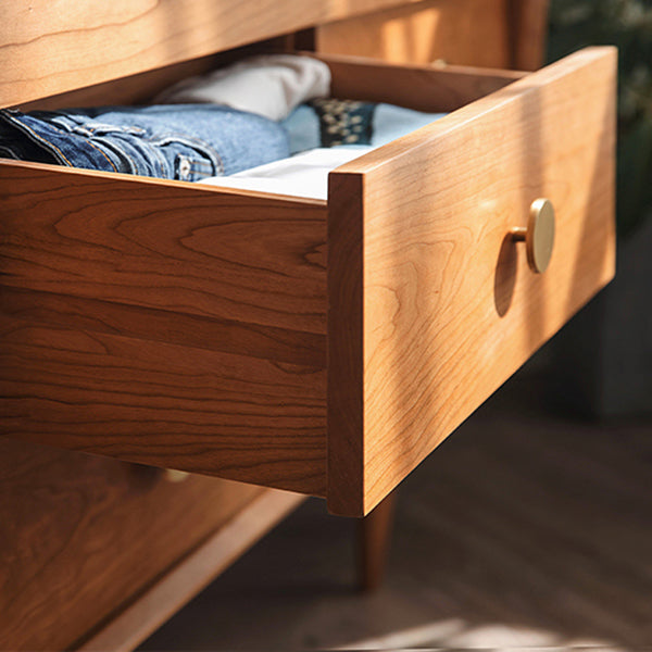 Ultra-Modern Horizontal Double Dresser Pine Storage Chest Dresser for Bedroom