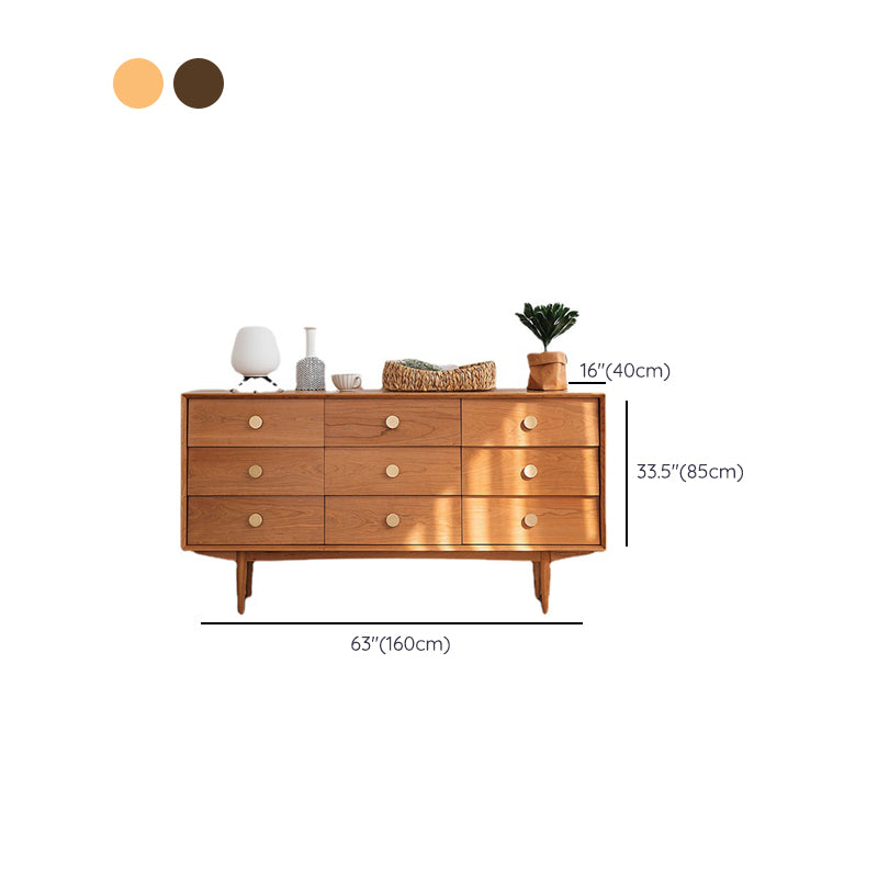 Ultra-Modern Horizontal Double Dresser Pine Storage Chest Dresser for Bedroom