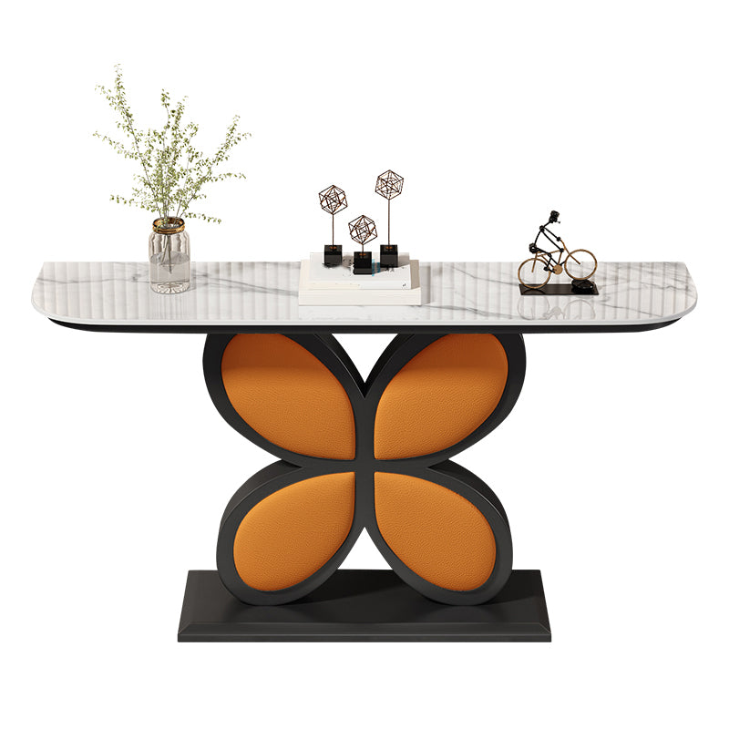 Stone Half Moon End Table 1-shelf 31.5-inch Tall Accent Table