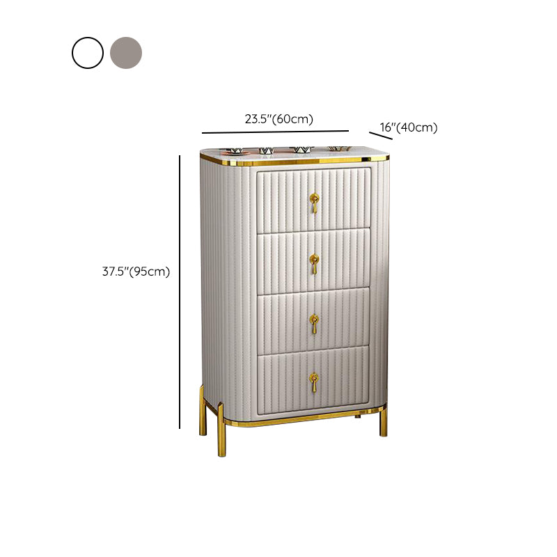 Contemporary Glam Storage Chest Stone Vertical Storage Chest Dresser for Bedroom