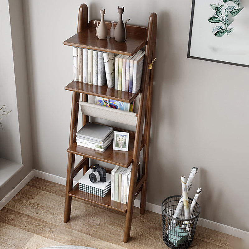 Modern Ladder Bookshelf Wooden Open Back Bookcase for Study Room