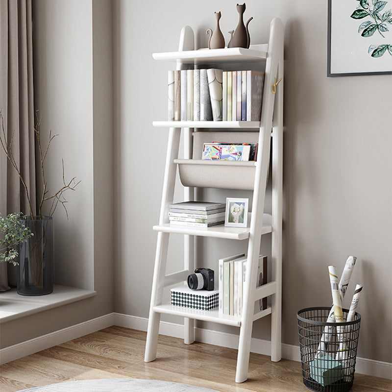Modern Ladder Bookshelf Wooden Open Back Bookcase for Study Room
