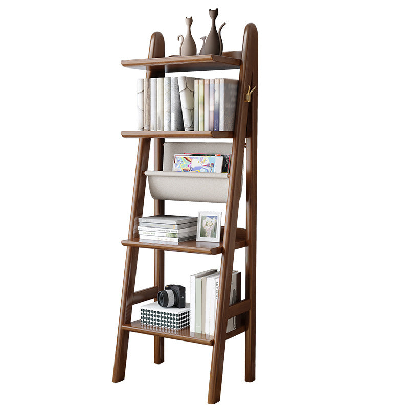 Modern Ladder Bookshelf Wooden Open Back Bookcase for Study Room