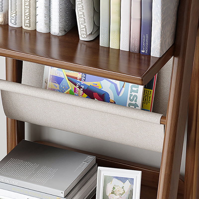 Modern Ladder Bookshelf Wooden Open Back Bookcase for Study Room