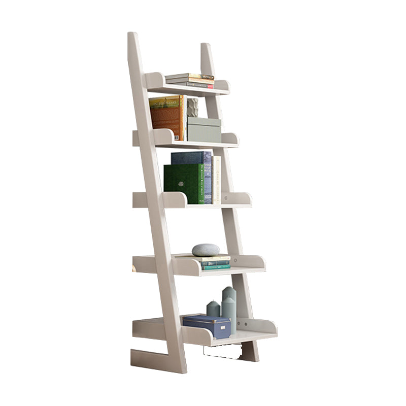 Open Back Ladder Bookshelf Wooden Bookcase with Shelves for Study Room