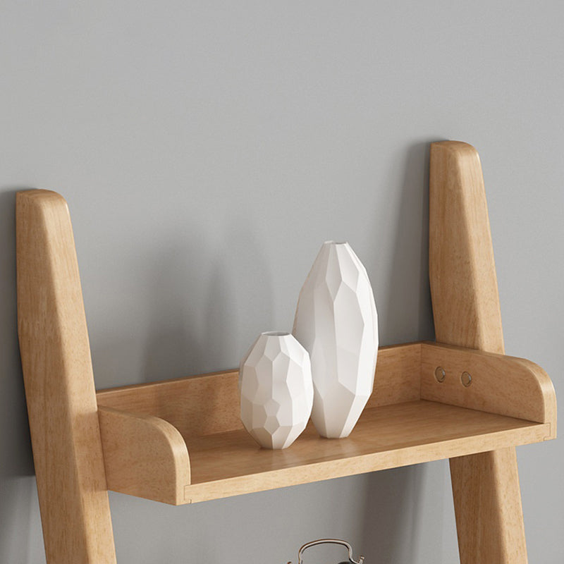 Open Back Ladder Bookshelf Wooden Bookcase with Shelves for Study Room