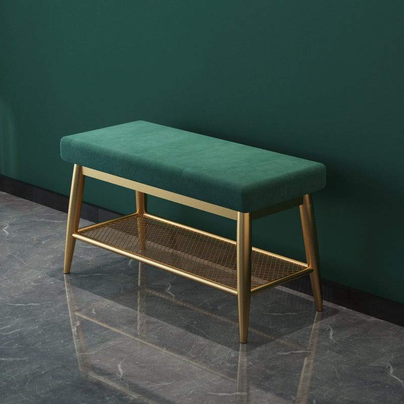 Modern Entryway Bench Cushioned Metal Seating Bench with Shoe Storage