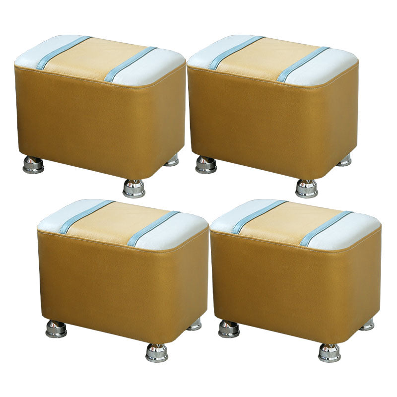 Color Matching Leather Standard Stool Modern Style Simple Rectangular Stool