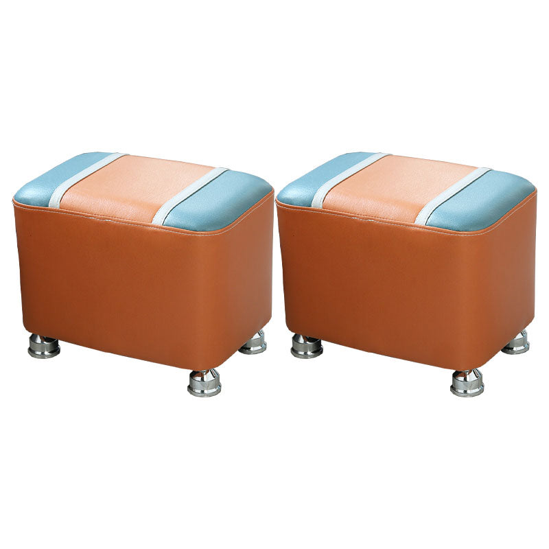 Color Matching Leather Standard Stool Modern Style Simple Rectangular Stool