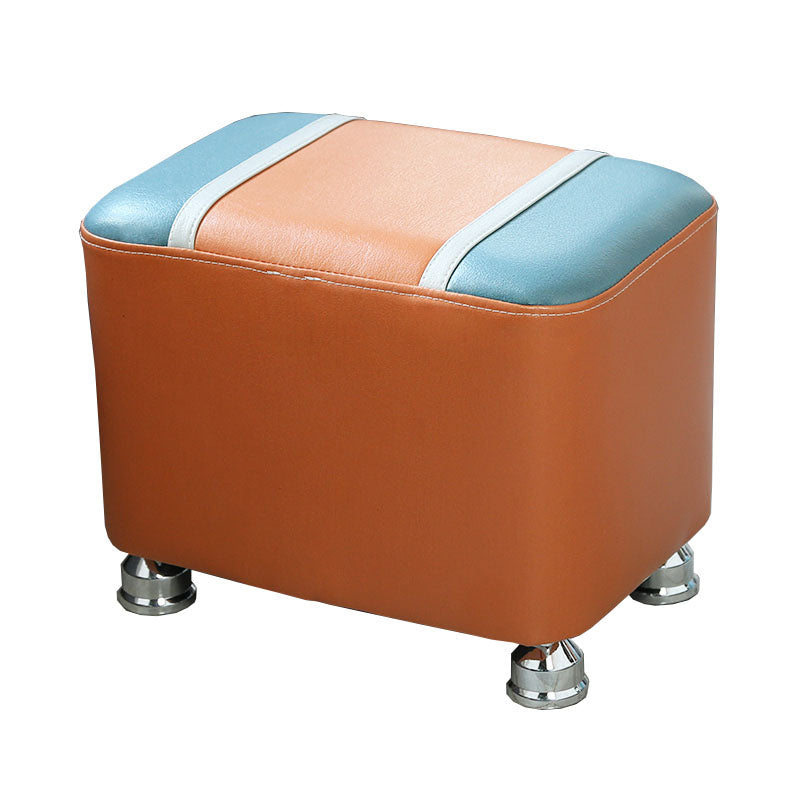 Color Matching Leather Standard Stool Modern Style Simple Rectangular Stool